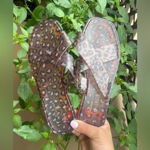 Anthropologie Leopard Jelly Slides - Size 8 - EXCELLENT CONDITION - Worn 1x